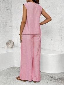 SHEIN Maternity Two Pieces Suits - Red - View 2