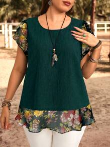 EMERY ROSE Plus Size Short Sleeve Shirt, Fashionable For Summer