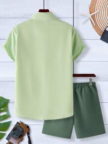 Manfinity RSRT 2 buc/set bărbați, cămașă cu mânecă scurtă și pantaloni scurți, ținute de vacanță de vară, ținute de vacanță pe insulă, ținute de vacanță pentru bărbați, ținute de vacanță, ținută de vacanță