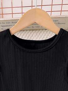 Tween Girls Floral Bow Decor Midi Dress - Black - View 5