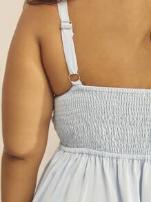 Aralina 曲线缎面 V 领扭纹肩带褶饰腰部飘逸迷你连衣裙夏季度假俱乐部服装女式连衣裙