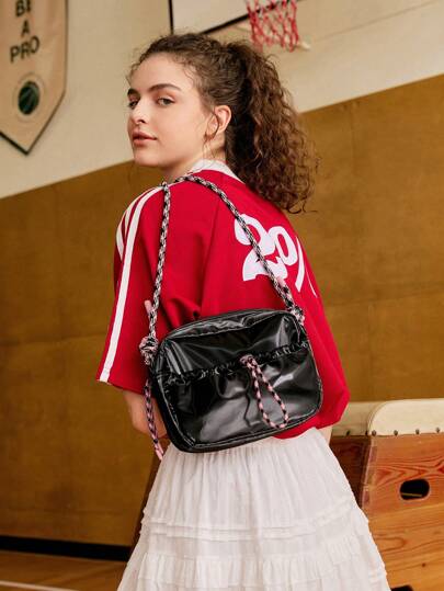 SHECARRY Women Crossbody Metal Nylon Summer Autumn Holiday For Dinner/Dating/Party/School/Travel/Commute/Shop Bag Casual Women Crossbody Thin Rope, Hot Flower, Casual Style Portable For Outdoors/Outings/Travel/Hiking /Stadium/Sports/Climbing Drawstring/Back To School For Students