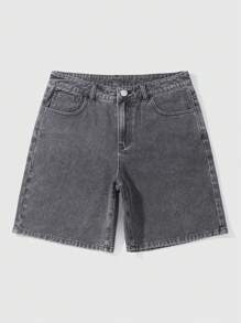 ROMWE MEN Goth Men's Distressed Vintage Cross Embroidery Denim Jeans - Grey - View 2