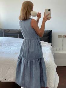 Livesso Women Spring Style Vacation Denim Dress