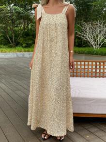 DAZY Vestido de tirantes con textura de lentejuelas metálicas de color contrastante en estilo francés para mujeres, nuevo diseño de nicho elegante para fiesta