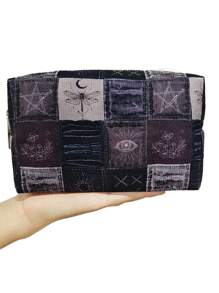 ROMWE Fairycore 复古拼布图案八角形天鹅绒化妆包 - 彩色 - 查看 6