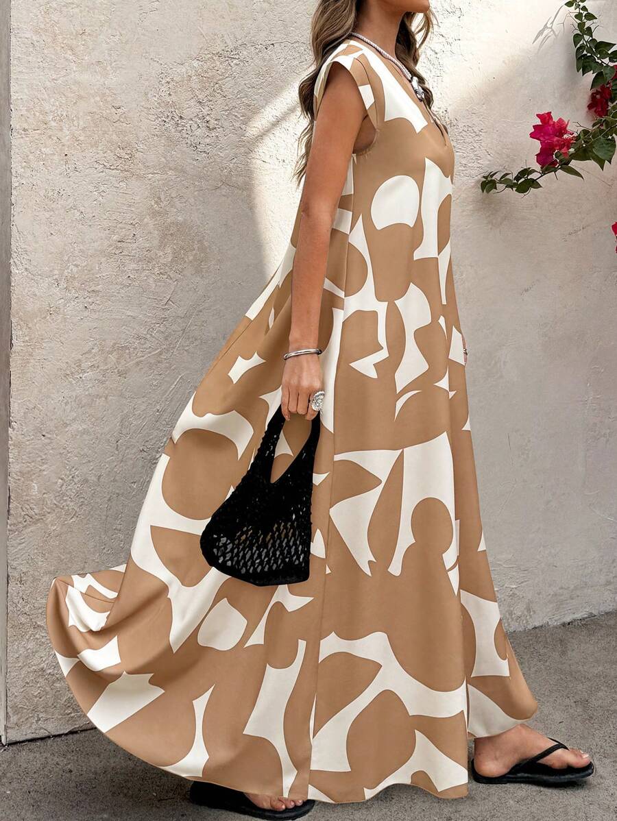 Selianne Women's Retro Patterned Extra Long Dressfall Clothes Fall Clothes - Multicolor - View 1