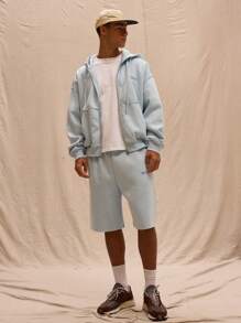 Musero Graphic Print Longline Jogger Shorts Only Spring Summer Streetstyle Holiday Vacation - Baby Blue - View 1