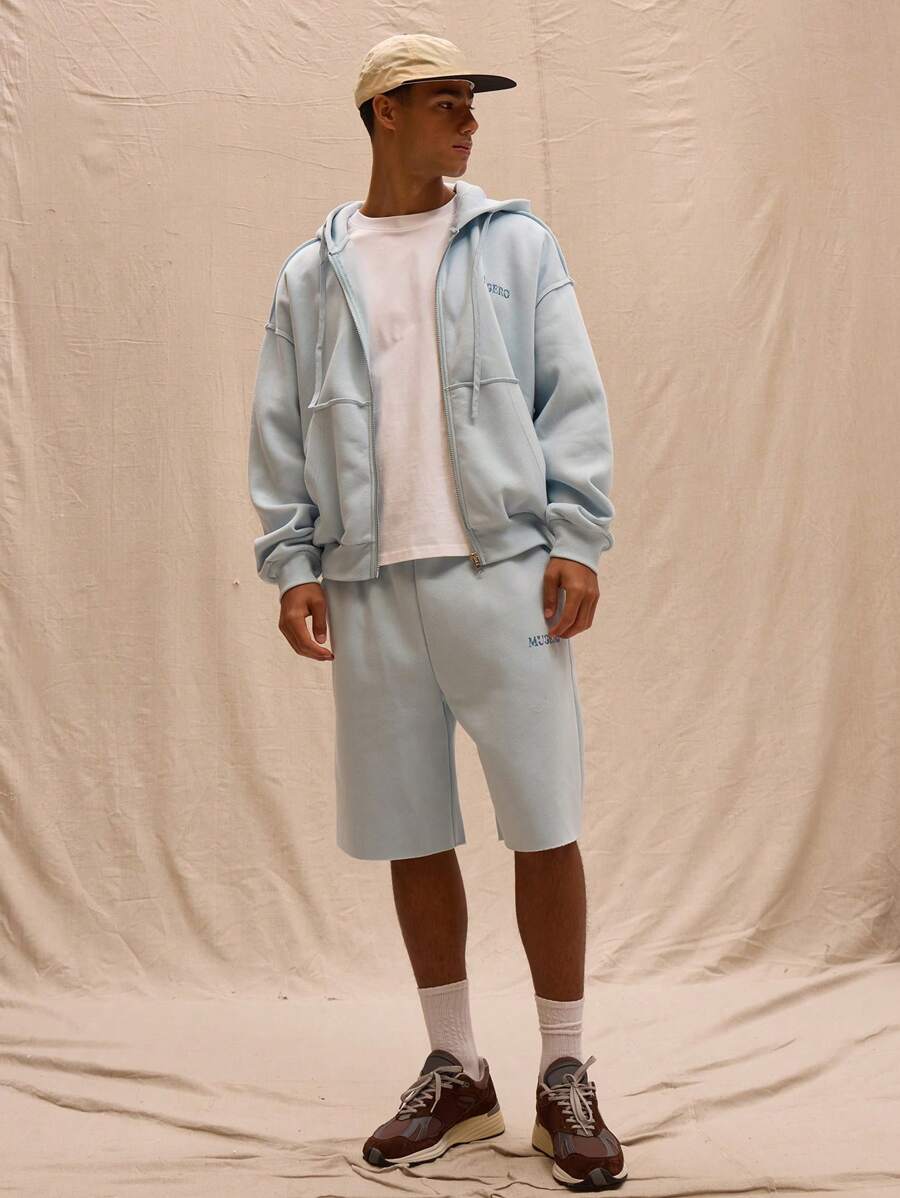 Musero Graphic Print Longline Jogger Shorts Only Spring Summer Streetstyle Holiday Vacation - Baby Blue - View 1