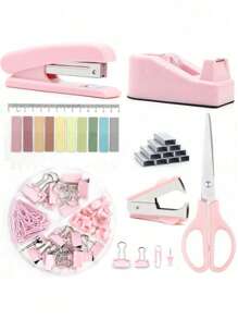 SHEIN 1set Student/Office Stapler, Scissors, Tape Dispenser, Staples Combo Pack,Back To School,School Supplies