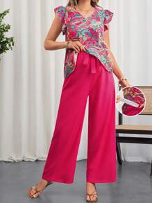 SHEIN Maternity Two Pieces Suits - Hot Pink - View 2