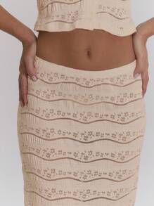 MUSERA Falda larga de unicolor de punto, sexy, para primavera, verano, lindas vacaciones