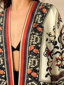 CAJUNI Women's National Totem Print Casual And Bohemian Style Long-Sleeved Kimono, The Best Holiday Match, Holiday Clothes, Vacation Outfits Woman, Festival - Multicolor - View 6