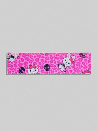 Kawaii Patrón n.º 290458 Regla con diseño de conejo y estampado de leopardo con marcas de medición, de vuelta al colegio para estudiantes