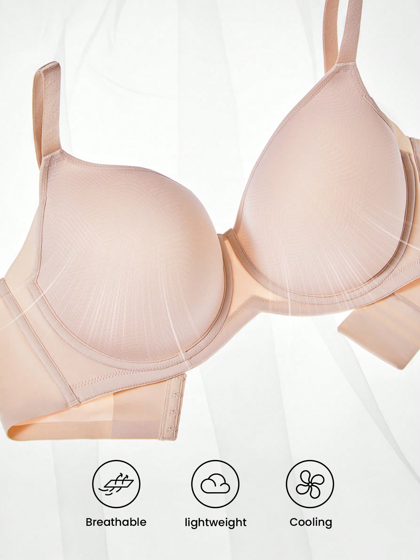 Plus Dream Curve Air Volldeckende, luftige, atmungsaktive, transparente Mesh-Abstandhalter-Cup, rosa, Basic, leichter Komfort Minimizer-BH