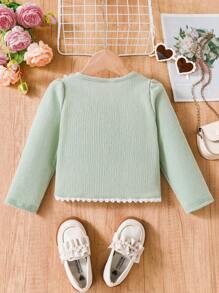 SHEIN 女孩优雅甜美可爱基本款白色开衫夹克，白色条纹纹理弹力波浪条纹面料，带有 3D 花卉装饰，适合春季、夏季、秋季