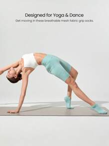 GLOWMODE 3 Pairs Socks Walk A Mile Soft Ventilated Mesh Grip Studio Workout Daily Gym - Mist Green - View 5