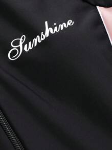 DAZY Women's Color Block Long Sleeve Shorts Sports Jumpsuit, Casual Swimwear
