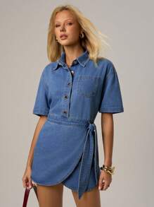 Avantive Spring&Summer Women Romantic/Prom/Formal/Birthday/90s Clothes/Business Casual Woman/Elegant/Western Wear/Going Out/Fashion/Casual/Y2k Clothes/Club/Office /Cocktail/Vintage/Bodycon/Rave Outfits Festival/Funny/Classy/Old Money/Streetwear/Vacation Outfits/Country Concert Outfit/Work Clothes /Modest/Spring Break/Bachelorette Outfits/Concert/Baddie/Basic/Graduation/A Line/Cowgirl Outfits/Denim Mini Dress - Blue - View 7