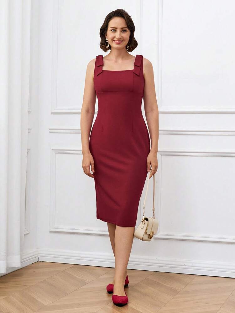 Women Summer Sleeveless Midi Dress, Solid Color, Fashion For Summer