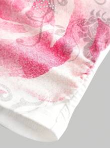 ROMWE Grunge Punk Summer Concert Festival Y2K Chic Retro Romantic Rose Floral & Vine Heart Rhinestone Embellished Crop Top For Women