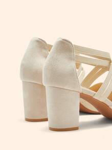 CUCCOO BASICS Pointed Toe Stylish High Heels Shoes For Daily Wear For Christmas - Beige - View 4