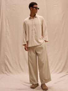 Musero Camisa elegante y minimalista con detalle de corbata en el cuello, ideal para primavera, verano, vacaciones y Pascua