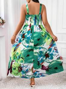 Celure 大码女式简约日常随机印花连衣裙长款女装 - 彩色 - 查看 8