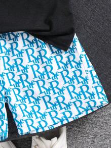 3pcs Buy 2 Get 1 Free Boys Casual Stylish Simple Versatile Comfortable Letter & Graphic Print T-Shirt, Shorts And Sun Visor 3 Pieces Set, Suitable For Spring/Summer, Daily, Sports, Outings, School, Party, Festival, Photo Shooting - Black - View 6