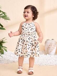 Travachic KIDS Babygirl 可爱豹纹无袖连衣裙，适合夏季度假，母子装（2 件单独出售） - 米色 - 查看 4