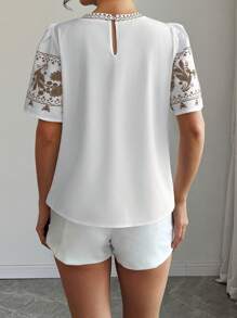 SHEIN LUNE 女士刺绣纹理印花衬衫 - 彩色 - 查看 2