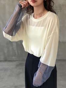 FRIFUL T-shirt ample à blocs de couleurs pour femmes, été