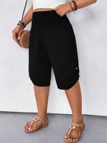 SHEIN CURVE+ 大码女式休闲裤，纹理面料