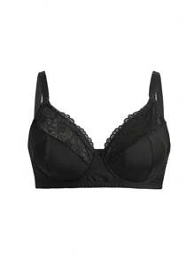 BloomMama Reggiseno per gravidanza taglia forte con gancio, con stecche, in pizzo a patchwork, con design adatto per l allattamento