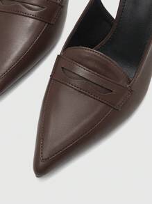 CUCCOO BIZCHIC 女士户外尖头细高跟鞋棕色 PU 材质时尚舒适日常及派对用扣鞋 - 棕色 - 查看 9