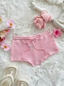 Sweetina Quần bó dệt kim cơ bản màu hồng dành cho nữ, mùa hè - Hồng - Xem 6