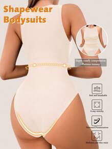 Snug Zone 1pc Women Seamless Waist Cincher Bodysuit Thong Shapewear - Apricot - View 2