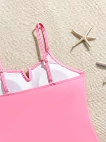 SHEIN Teen Girls Holiday Beach Tankini Swimsuit Set,Leopard Print Tankini Conservative Swimsuit Swim Suits For Women Swimsuits For Woman Swimming Suits For Woman Summer Bathing Suits 1pc For Teens Bathing Suit Tops For Teens - Pink - View 8