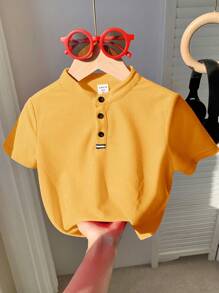 Polo de manga corta de unicolor cómodo para niños pequeños, adecuado para usar de manera casual en primavera y verano, ideal para exteriores, escuela, estilo urbano, fiestas y uso casual, con una gran relación calidad-precio