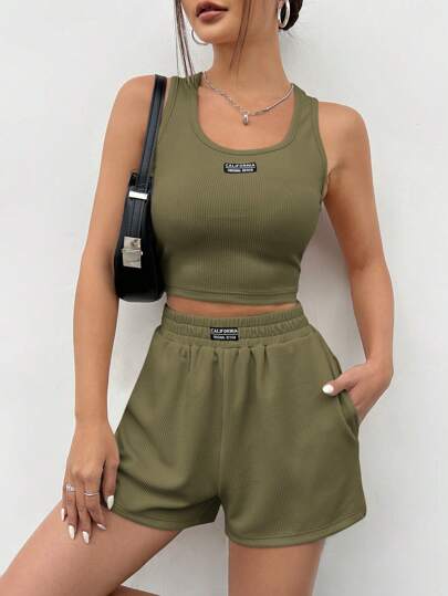 SHEIN EZwear デイリーウェア用レディース2点セットアウト