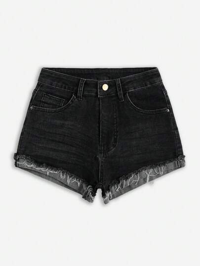 Grunge Punk Shorts eleganti e maturi in jeans denim lavato vintage, alta elasticità e versatili, taglie comode