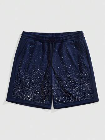 Shorts de verano para hombres con detalles de diamantes brillantes de moda