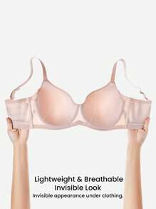 LUVLETTE Plus Dream Curve Air Full Coverage Airy Breathable Sheer Mesh Spacer Cup Pink Basic Breezy Comfort Minimizer Bra - Pink - View 9