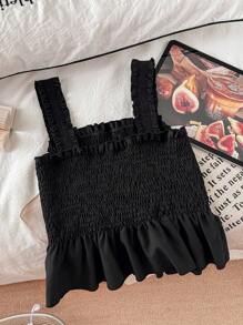 WESTFADE Young 3pcs Girls Ribbed Striped Cropped Camisole, Match With Mom, Casual All-Match Versatile Black & White Camisoles For Daily Outings