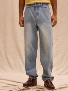 Musero Washed Straight Leg Denim Jeans Spring Summer Streetstyle Holiday Vacation Beach - Blue - View 2