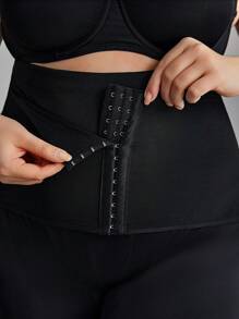 SHEIN CURVE+ Leggings mit extra hoher Taille und Bauchkontrolle für Damen in Große Größen, mit verstellbaren Haken-und-Ösen-Verschlüssen, stretchende Po-hebende und schlankende Leggings, Kurven-Plus, Boho Urlaub - Schwarz - Übersicht 6