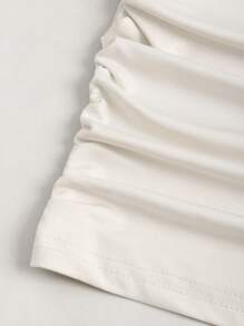 Sweetra 女式夏季新款性感露肩短款紧身纯色性感短款上衣 - 杏色 - 查看 4