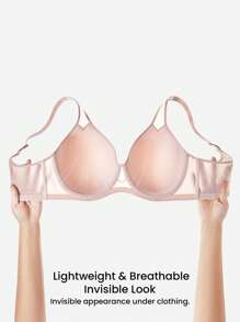 LUVLETTE Plus Dream Curve Air Full Coverage Airy Breathable Sheer Mesh Spacer Cup Bra Pink Minimizer Bra