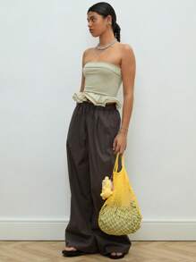 COUREZ Áo quây peplum / Áo hè cho nữ / Áo hè đi chơi, áo thường ngày / Chất liệu cotton phong cách Y2K cổ điển - màu xanh lá - Xem 6