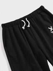 Casual Black Cargo Pants For Teen Boys, Suitable For Sports, Street, Punk, Rock, College-Style Outings, Parties, Music Festivals, Suitable For Spring/Summer - Black - View 4